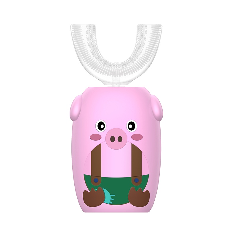 开优米kiuimi儿童电动牙刷u型2-14岁充电式口含式u形电动声波震动牙刷粉色小猪儿童款6-14岁