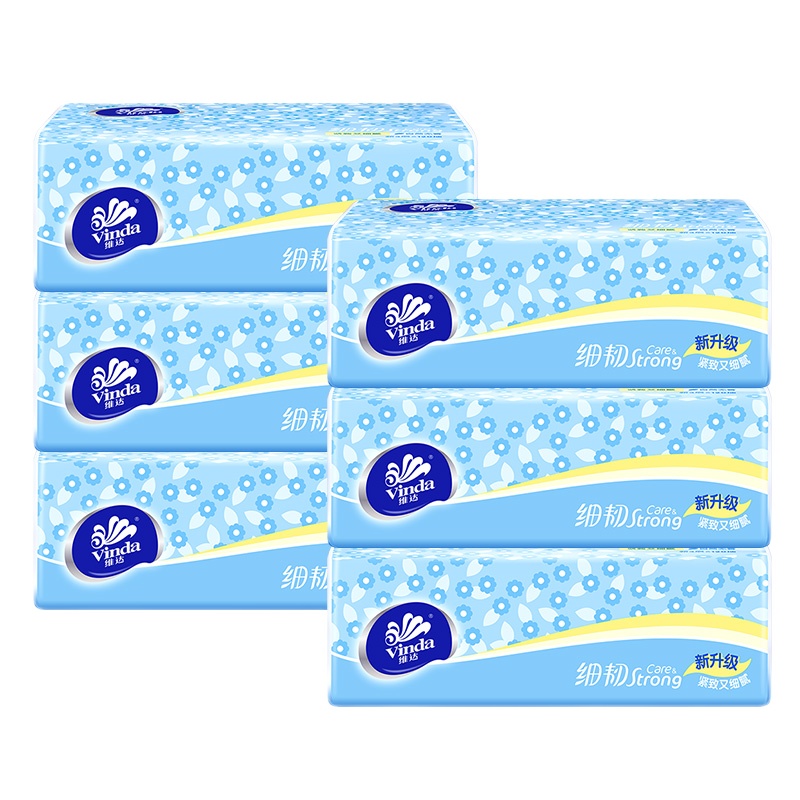 维达抽纸细韧无香6包三层100抽抽取式面巾纸餐巾纸卫生纸家庭装宝宝用纸