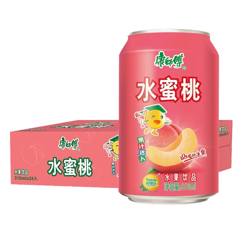 康师傅 水蜜桃味果汁 310ml*24罐/箱