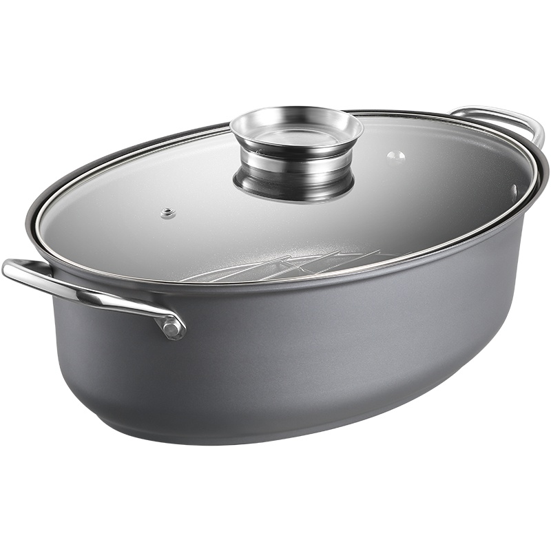 炊大皇蒸鱼锅家用蒸锅大号不粘蒸煮锅烤鱼锅海鲜气蒸锅电磁炉通用