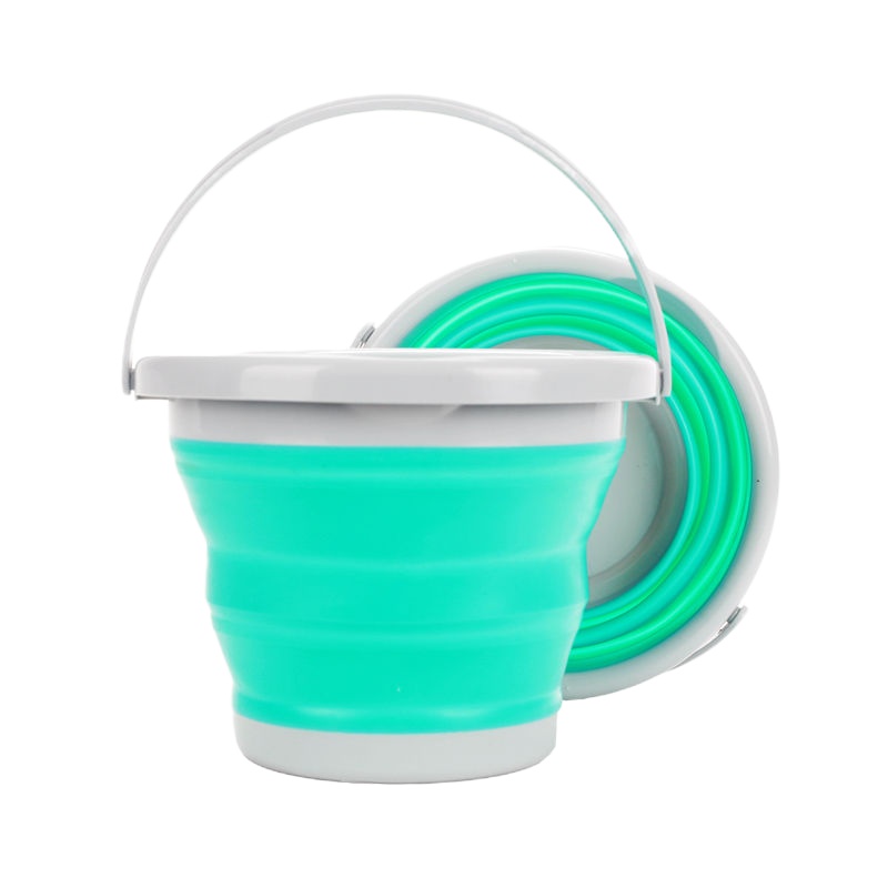 折叠打水桶钓鱼桶硅胶伸缩洗车户外车载水桶旅行便携加厚渔具用品|蓝色 3L圆形