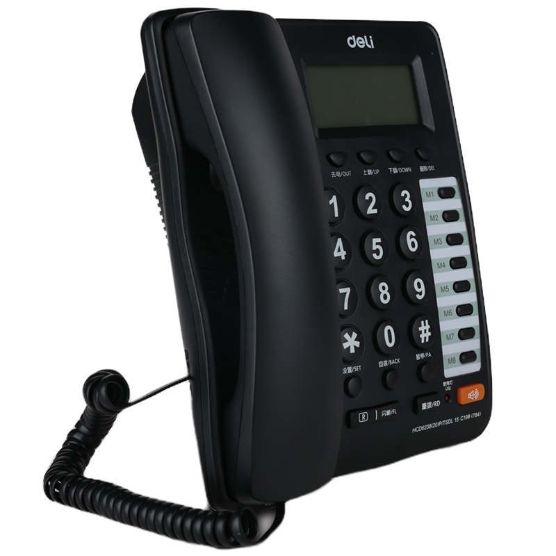 得力784 大屏显示电话机/办公电话/来电显示电话机 办公家用 黑色