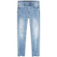 黑鲸复古牛仔裤2019春季男装水洗磨白九分裤男CKNAJ28009A