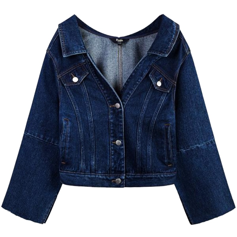 【热卖】牛仔外套女宽松学生2019春季新款韩版bf短款ins小香风一字领夹克20011701