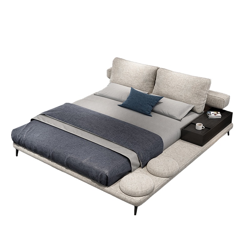 掌上明珠 布艺床多功能北欧现代简约轻奢布艺床婚床双人床主卧ins网红床1.8米软床卧室家具RC-240