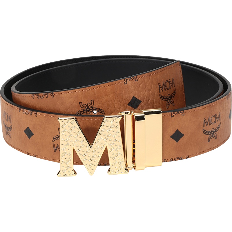MCM 男女中性 涂层帆布配皮板扣式双面皮带腰带 MXBBSVI01
