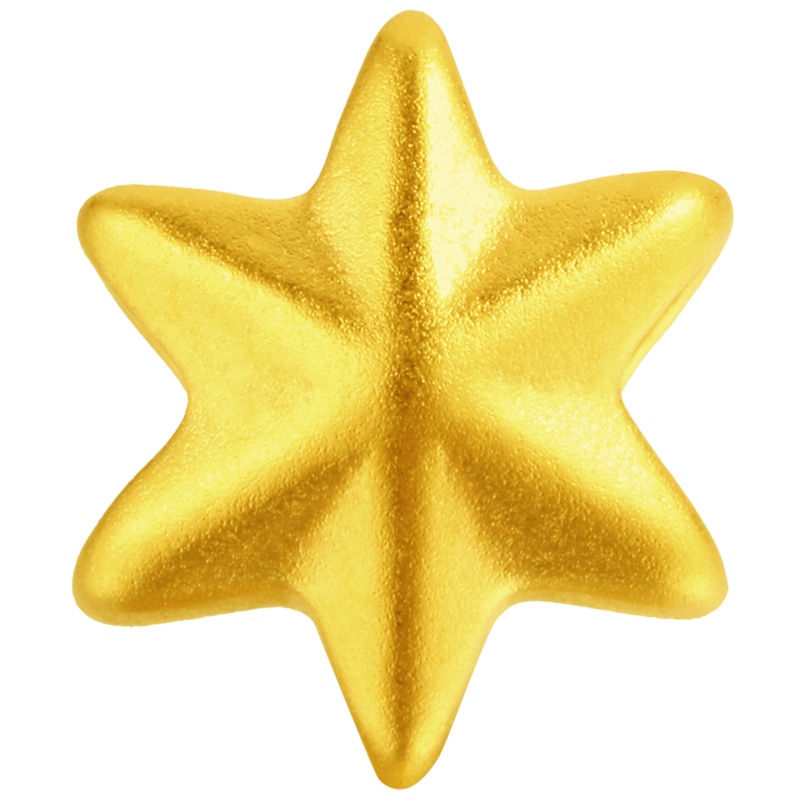 中国工艺足金999石榴石单颗星星3D硬金女款 黄金珠宝星星手串自行搭配绳子