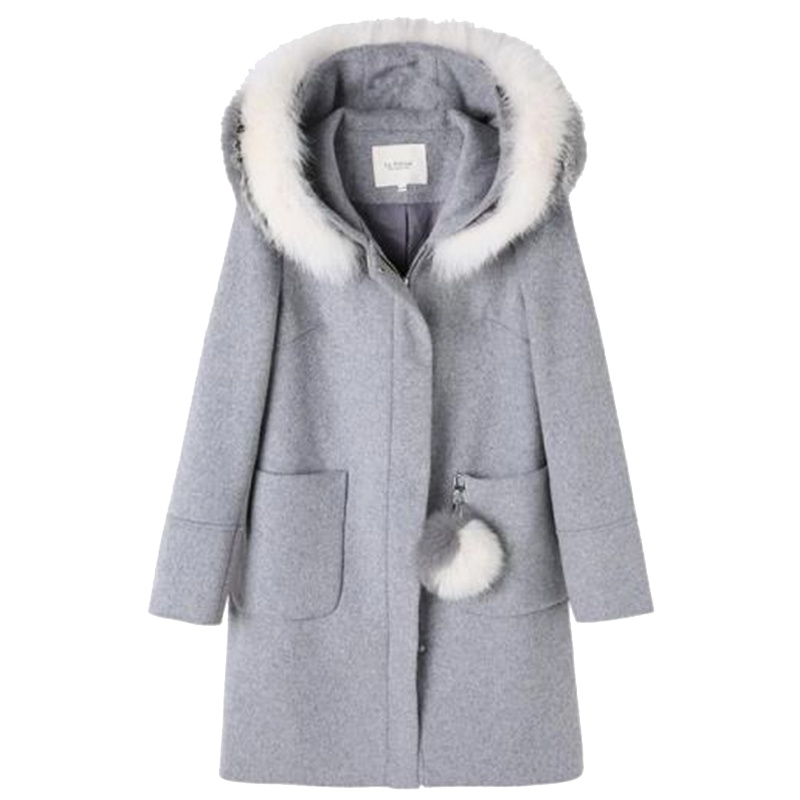 【专柜同款】拉夏贝尔赫本风小清新女装新款秋冬季中长款淑女小个子呢子大衣外套