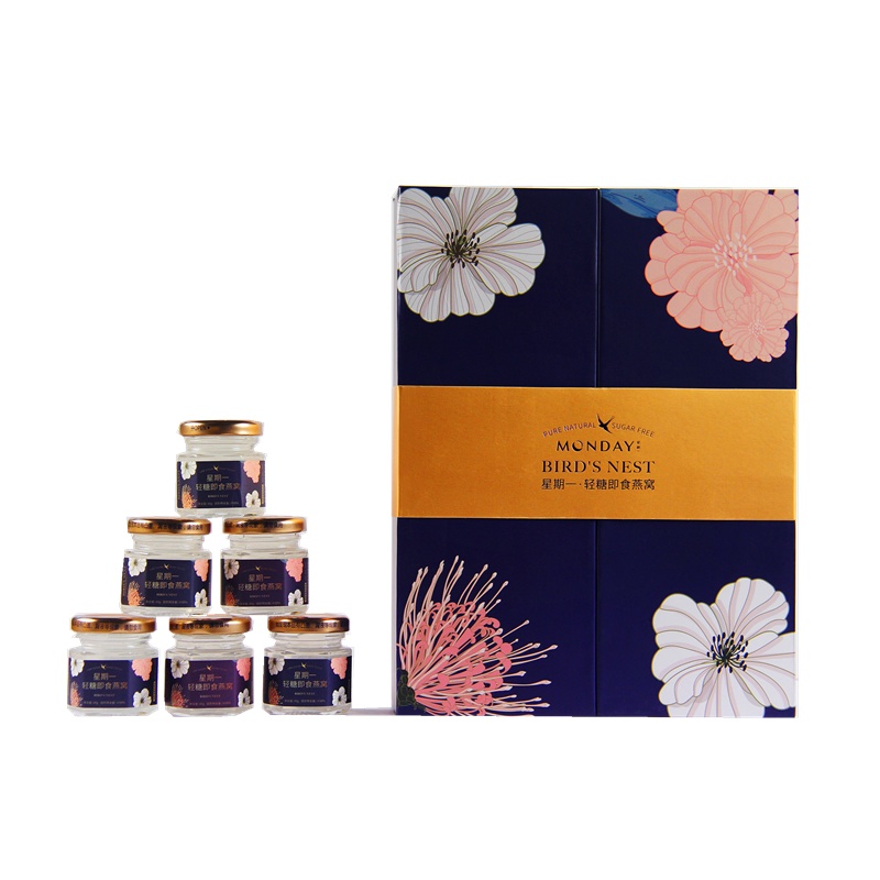 Monday星期一轻糖即食燕窝40g*6瓶(蓝)正品 滋补营养礼盒装