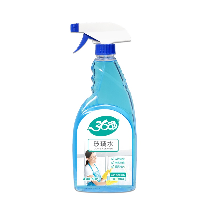 360玻璃水适用于玻璃、镜面、窗户、汽车玻璃、电视、电脑屏幕等表面清洁500ml/瓶