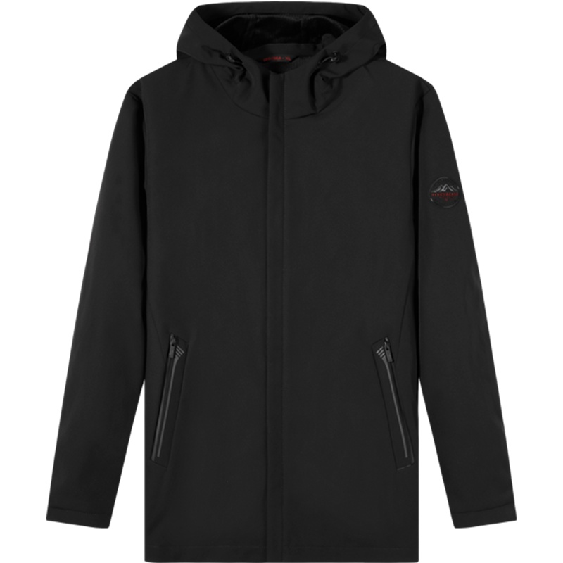 柒牌SEVEN男装男士时尚休闲简约纯色连帽抽绳风衣