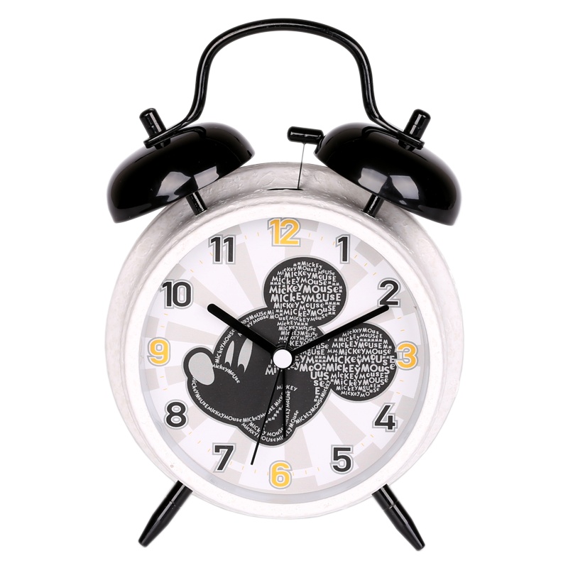 迪士尼(DISNEY)儿童米奇闹钟创意米老鼠儿童静音小闹钟男孩卡通夜光学生床头钟静音金属机械石英打铃大号懒人闹钟