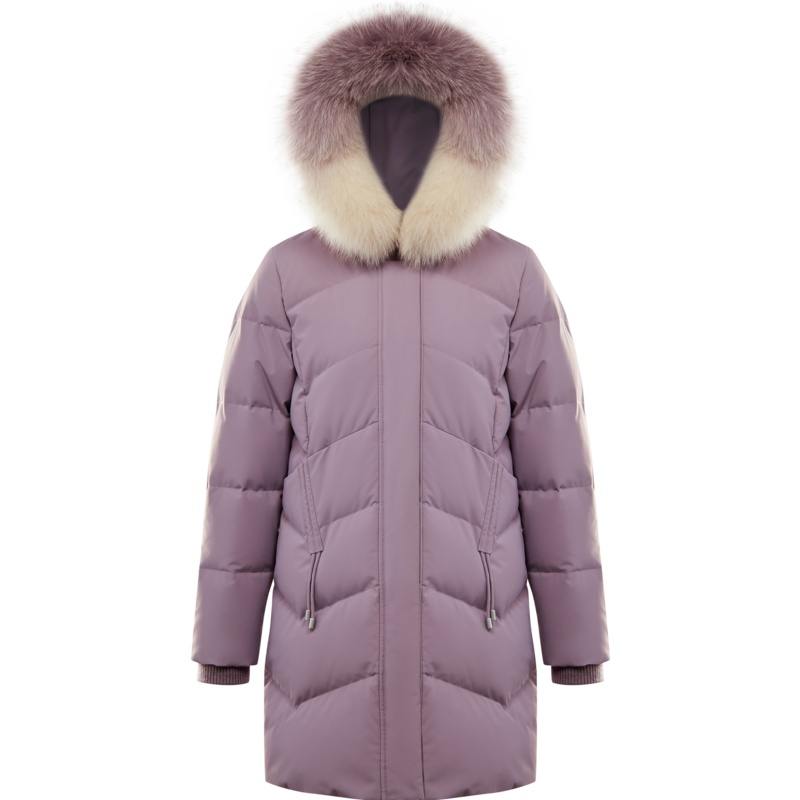 波司登2020女士中长款银狐毛领保暖羽绒服B00145902