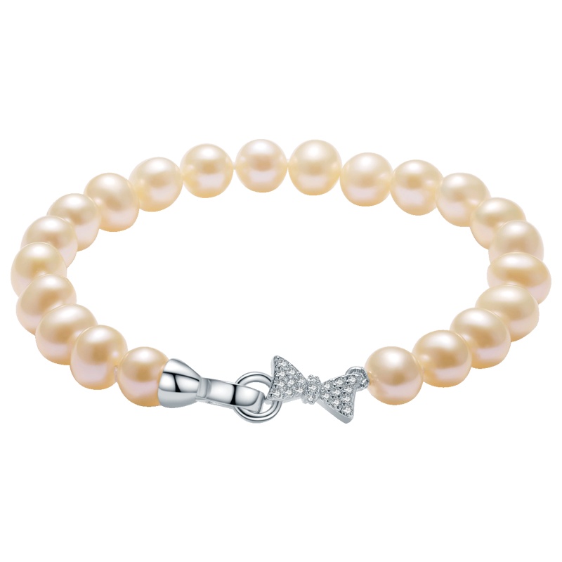 佰色传情强光天然淡水珍珠手链首饰气质简约女友礼物