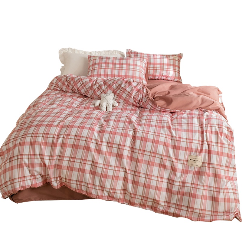 苏宁宜品2022新款ins北欧简约格子云朵棉四件套日式床单款床上用品
