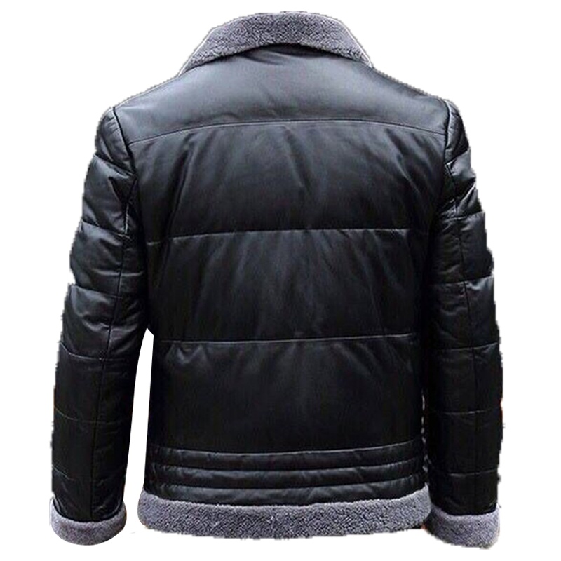 buppa官方直售冬季新款海宁真皮皮衣男士修身羊羔毛皮毛一体中青年真皮夹克外套
