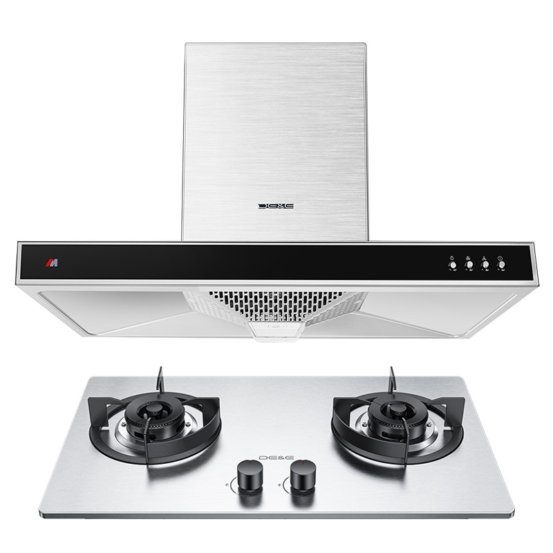 德意(DE&E)欧式大吸力烟灶套餐 按键式抽油烟机不锈钢燃气灶烟灶套装850B+750G天然气