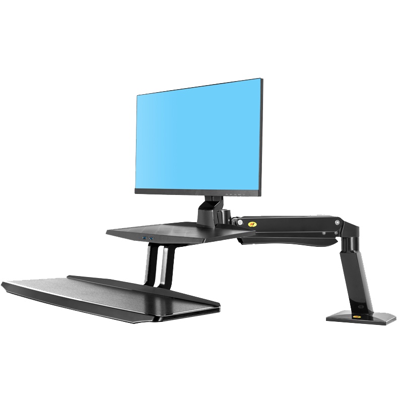 NB 24-35英寸电脑显示器支架 站立办公桌升降工作台桌面旋转 工业设配医用器械支架工作台FC55黑