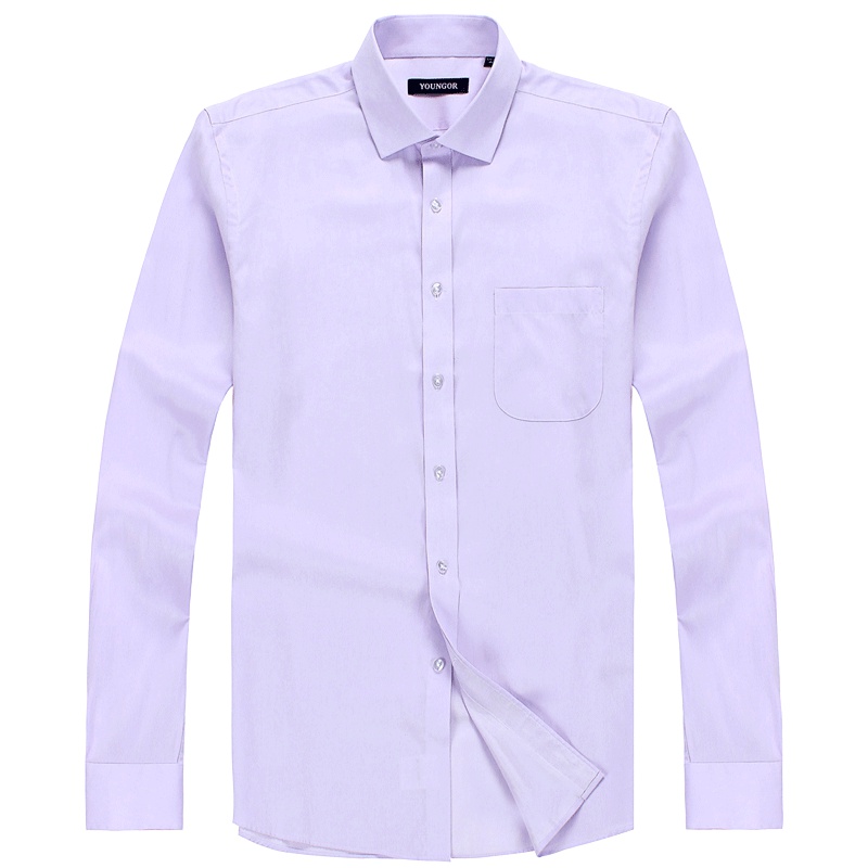 Youngor/雅戈尔秋冬新品男士商务正装含桑蚕丝紫色长袖衬衫096KBA