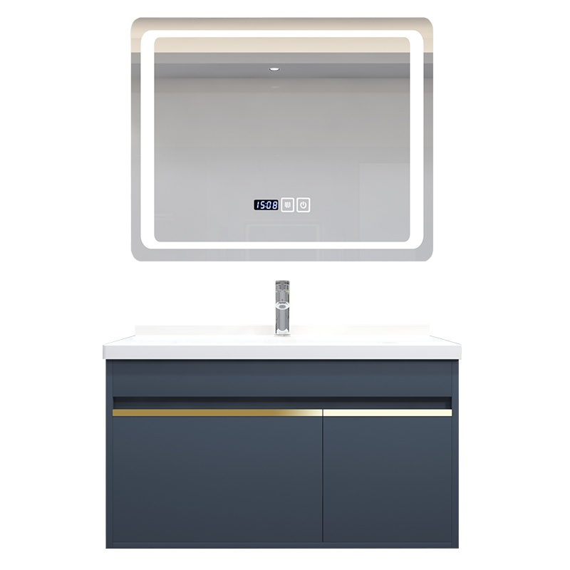 联勒(UNILER) 实木浴室柜 洗脸盆柜组合 洗手盆柜组合 浴室柜组合套装 卫浴洗脸柜 轻奢简约风靠墙式挂墙式