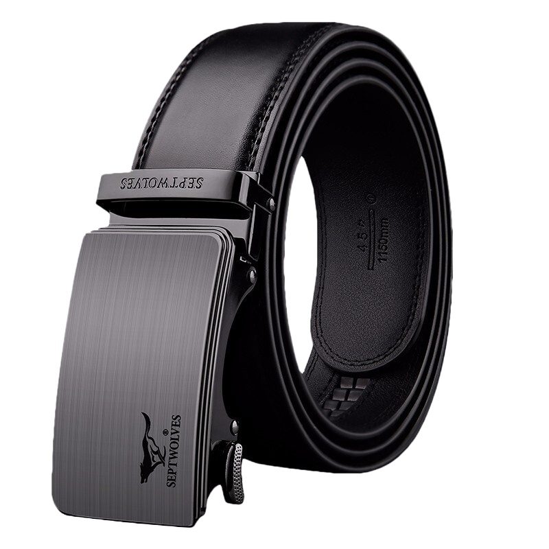 七匹狼(SEPTWOLVES)皮带男士自动扣牛皮时尚休闲款裤带简约中青年男腰带 精美礼盒送礼自用送父亲送男友生日礼物
