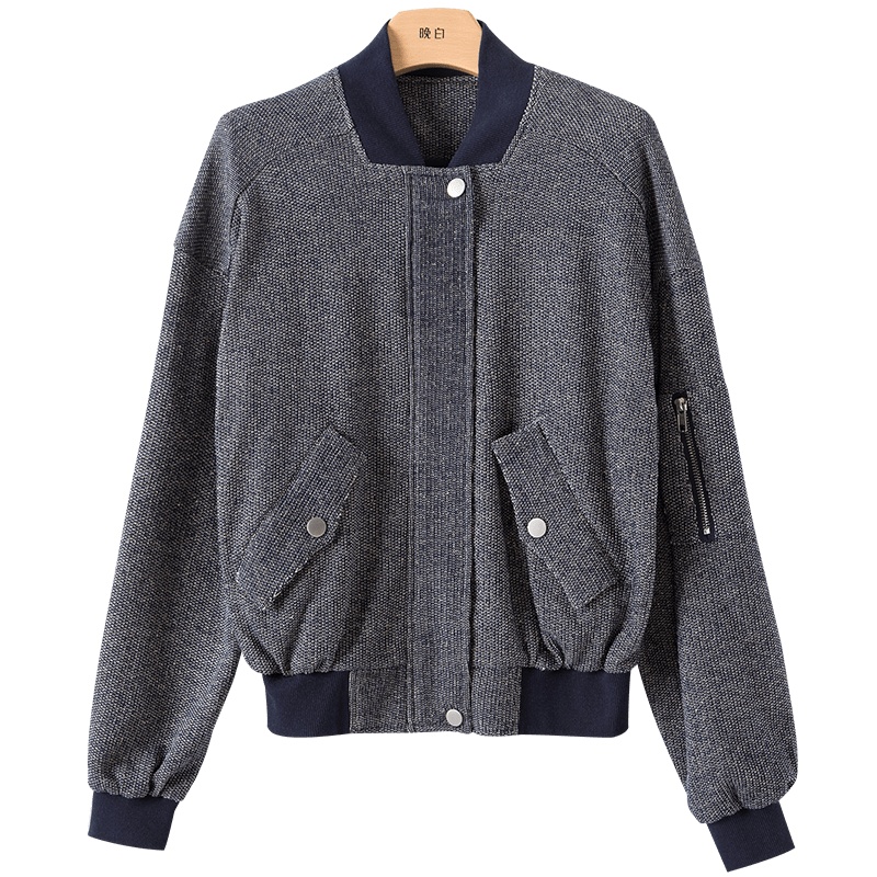 晚白2020冬季新品时尚减龄宽松休闲百搭常规简约棒球服夹克外套女