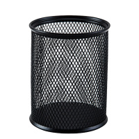 圆形金属笔筒 网格铁笔筒 圆形收纳笔座 网纹笔插 办公用品