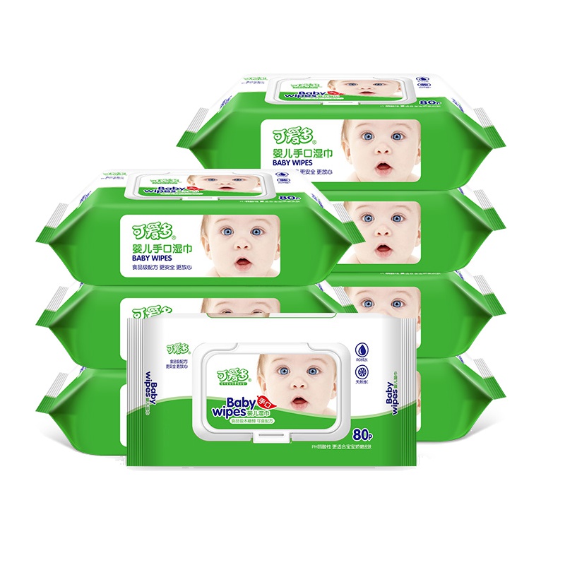 可爱多婴儿手口湿巾80片*8包 木糖醇精华组合装包