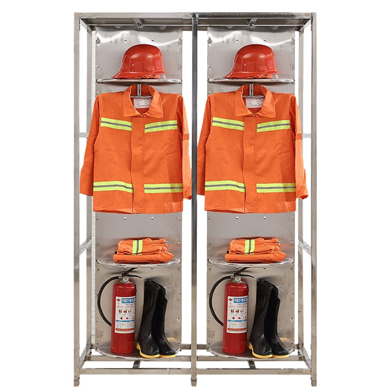 [一鹏]战斗消防服衣架201不锈钢可旋转2人位挂衣架救援队快速换装架
