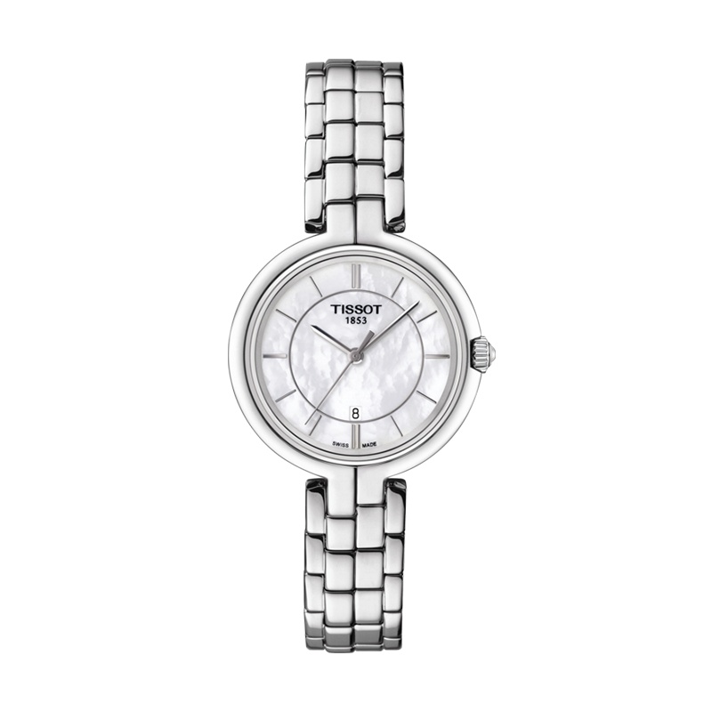 天梭(TISSOT)瑞士手表 弗拉明戈系列钢带女士石英表T094.210.11.111.00贝母表盘