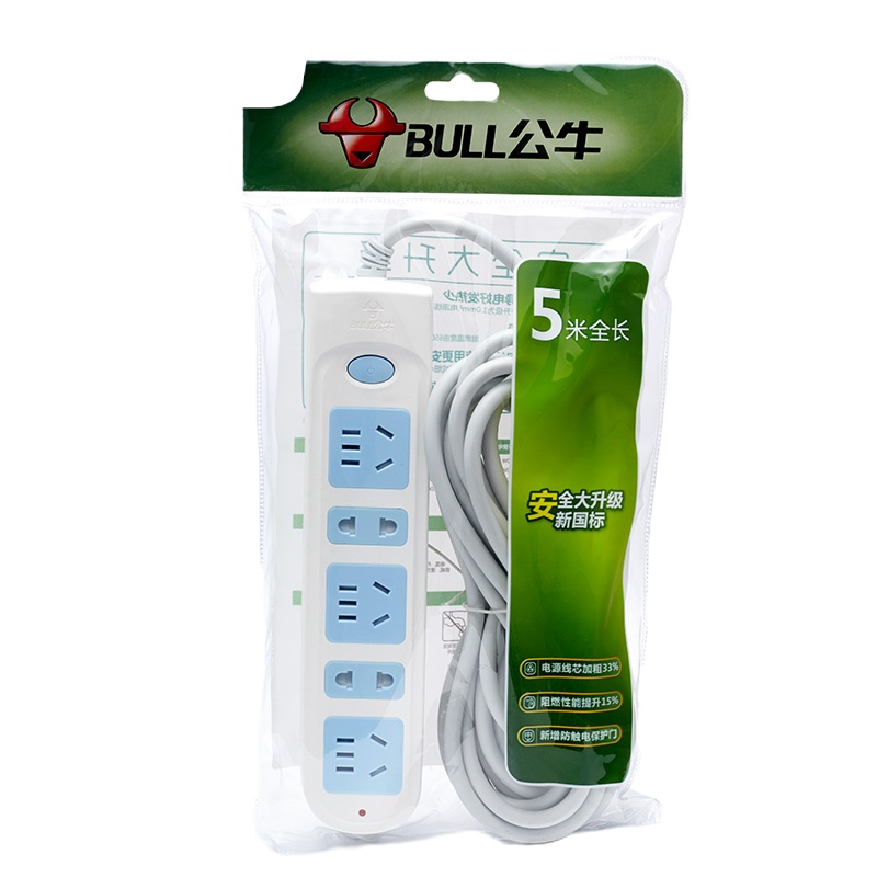 公牛(BULL) 插座/带儿童保护门 新国标插座/排插/接线板/拖线板/电源插座 GN-608 5位5m(单位:个)
