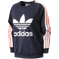 adidas阿迪达斯三叶草大LOGO女装长袖卫衣加绒保暖运动服CY9930 蓝色 30