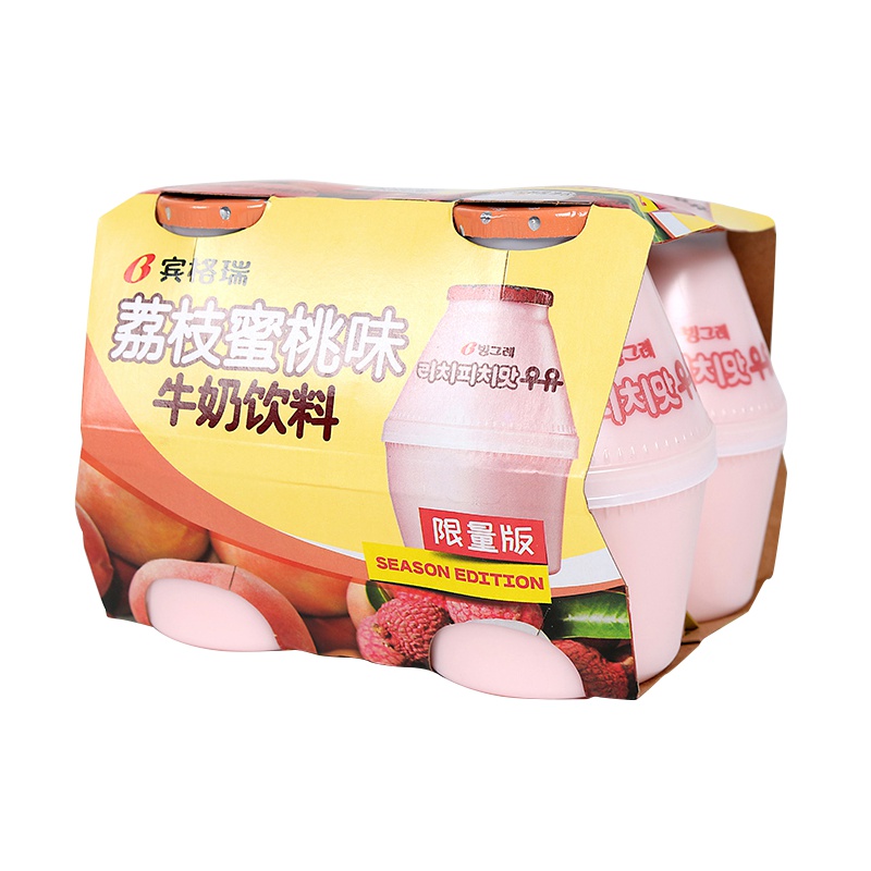 宾格瑞 荔枝蜜桃味牛奶饮料238ml*4(每周四发货)