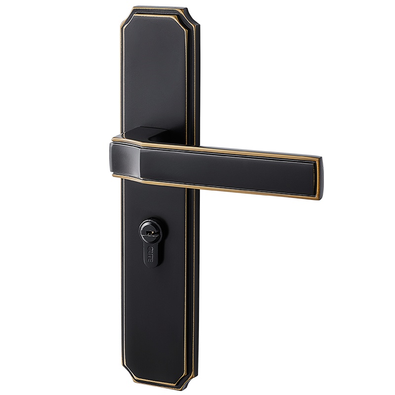 固特(GUTE) 黑色房门锁卧室门锁美式卫生间实木门把手静音门锁具 8998