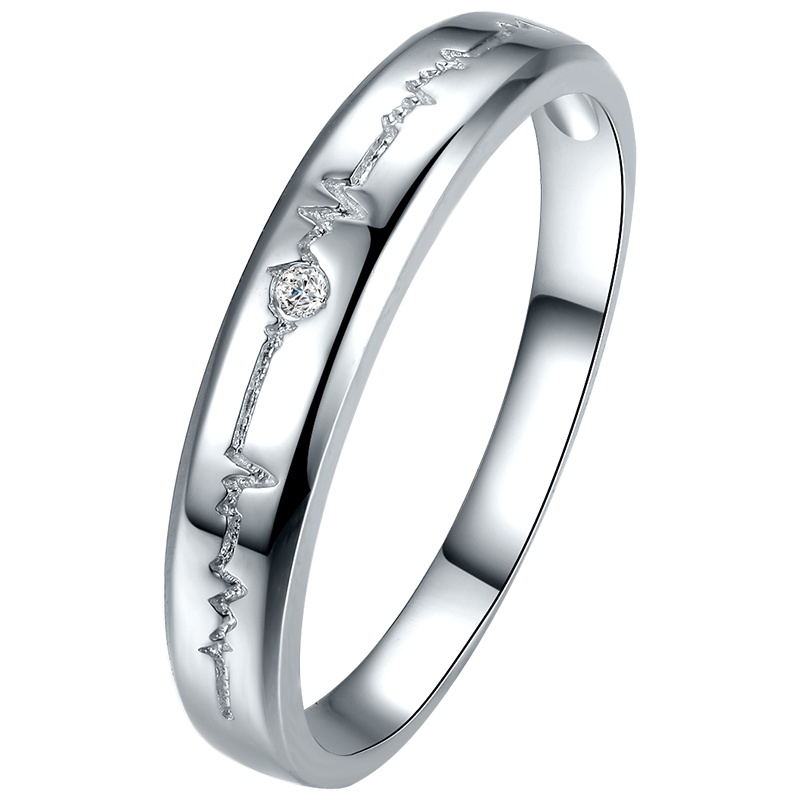 周六福白18K金情侣钻石女戒 WP