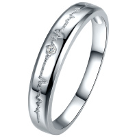 周六福白18K金情侣钻石女戒 WP