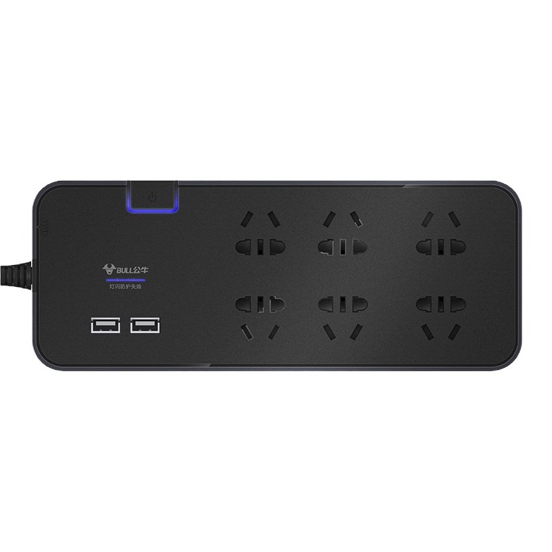 公牛 多功能USB高端排插拖线板3米6插位总控抗电涌GN-H306U