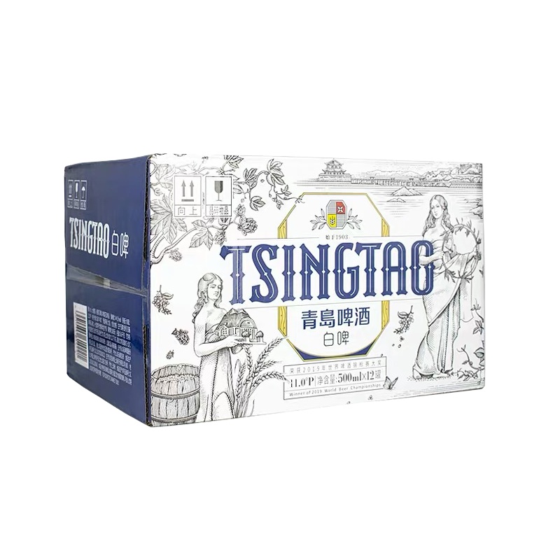 青岛啤酒(TsingTao)全麦白啤11度青岛白啤大罐 500ml*12听 整箱装