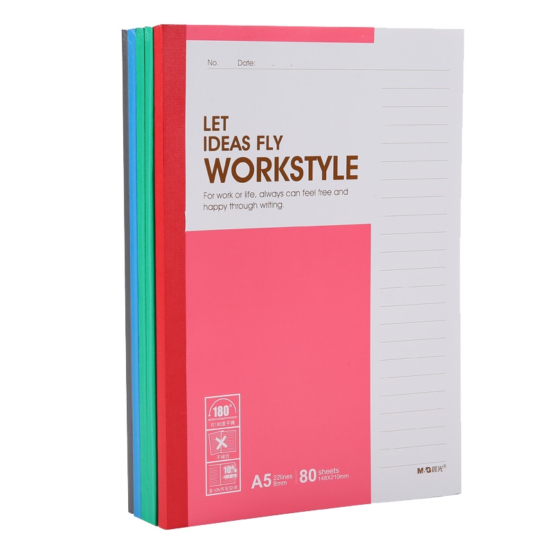 晨光(M&G)APYJU411 80页A5软抄本5本装 无线装订软抄 胶装本 时尚本册 办公软抄 软抄本