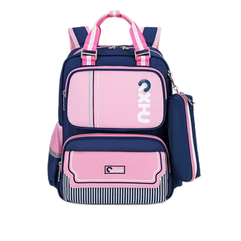 迪嘉乐新款小学生书包一三到六年级儿童大容量双肩韩版简约纯色减负背包