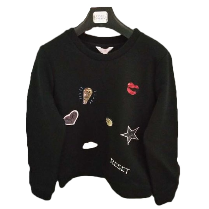 【福利款】拉夏贝尔Candie's春季新款显瘦百搭套头短款印花卫衣女30064450