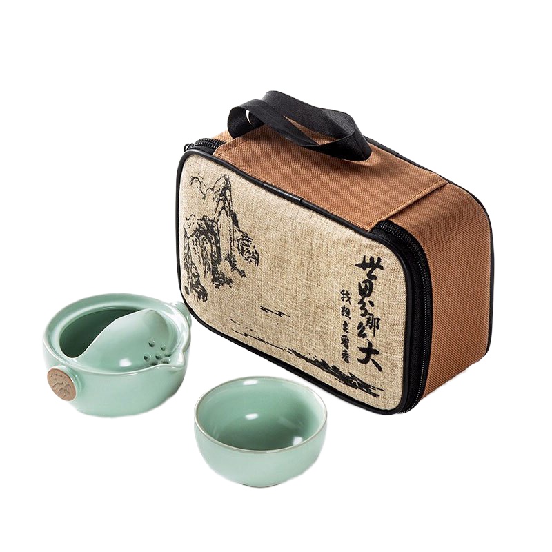 金镶玉 茶具功夫旅行茶壶茶杯汝窑茶具 祥龙快客杯