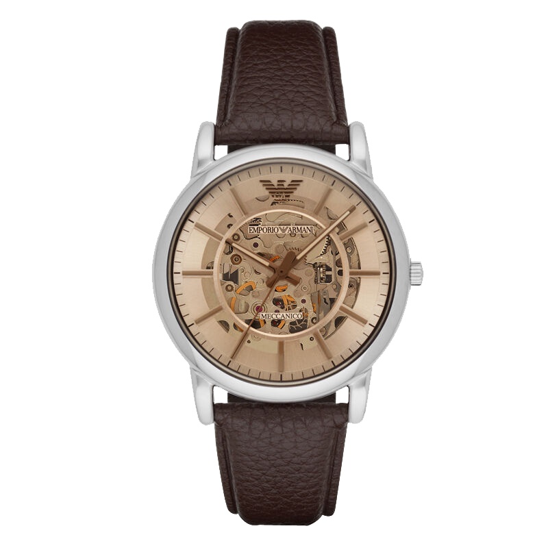 阿玛尼 男士手表自动机械表镂空 男款 棕色