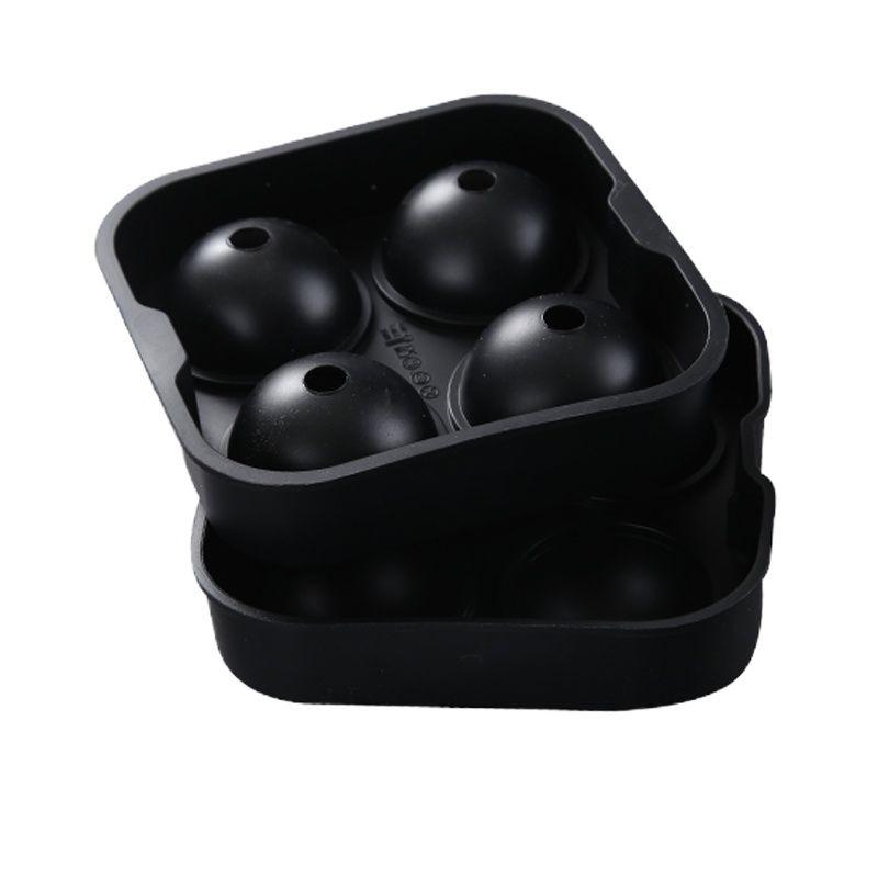 硅胶冰格冰盒酒吧威士忌方形圆形冰块模具带盖制作冰球模家用 敬平 [4格]圆形冰模