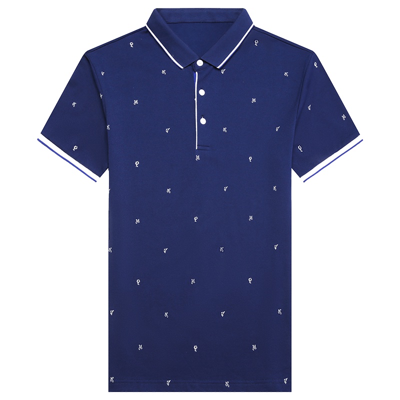 卡帝乐鳄鱼短袖T恤男翻领印花体恤衫中年宽松Polo衫BAB9061