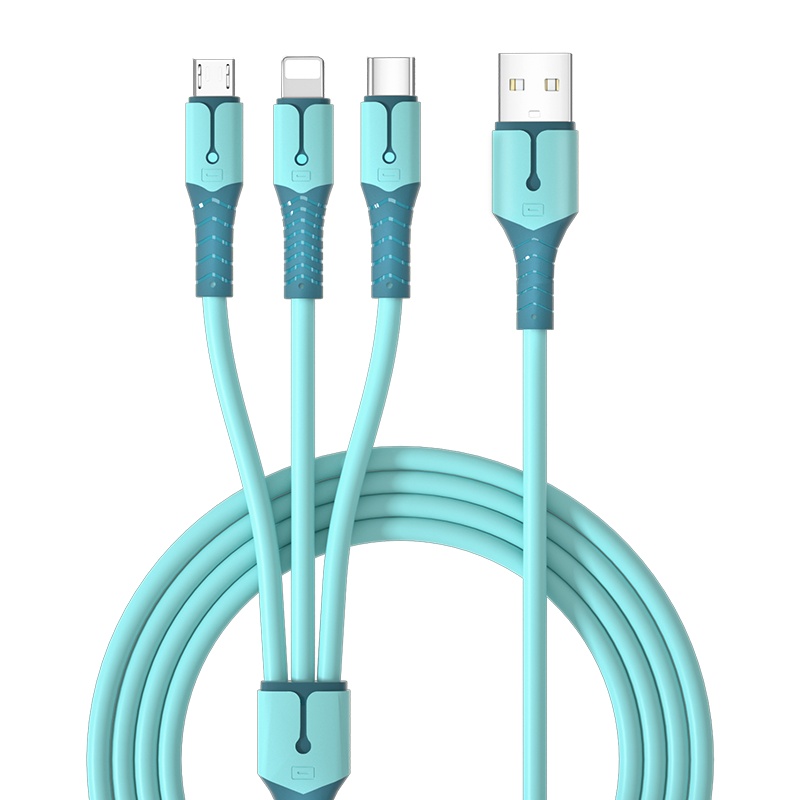 能适三合一5A超级快充数据线闪充适用蓝色苹果安卓手机华为一拖三充电线器小米三头多功能3加长oppo车载短款vivo通用1