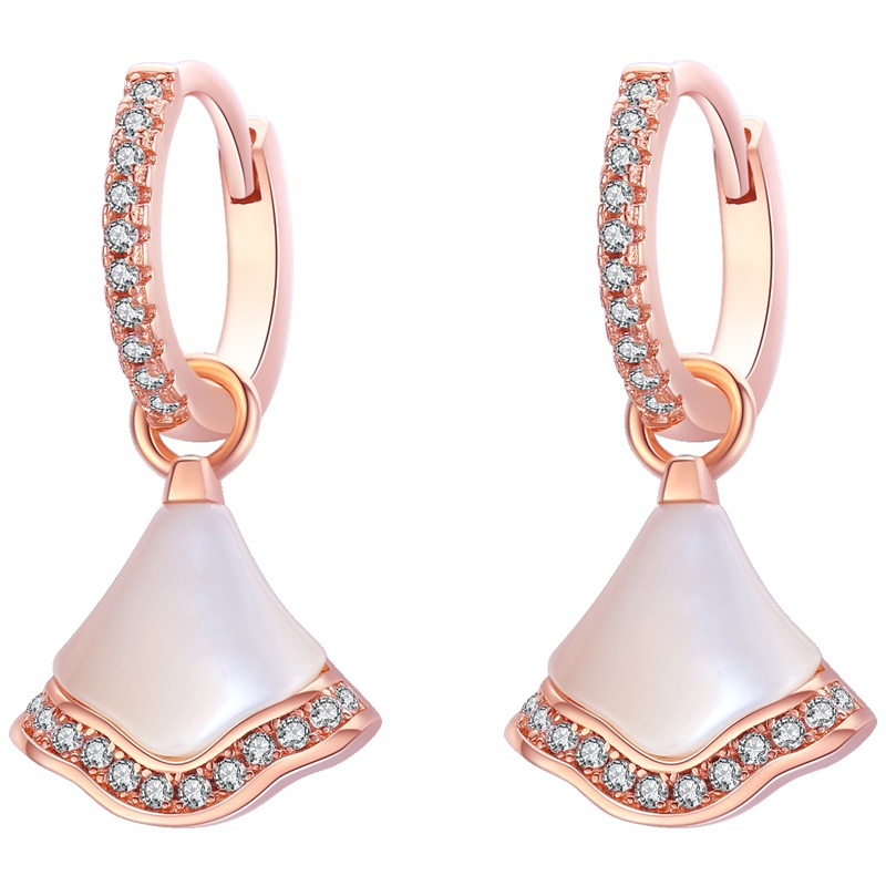 佰色传情BRIR耳扣女白贝母壳耳环高级感法式小裙子耳饰纯银