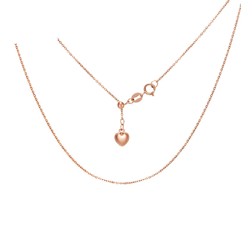 金一 18K金O字项链 女士项链 玫瑰金色 可调节长短 (定价) SCEC001-3