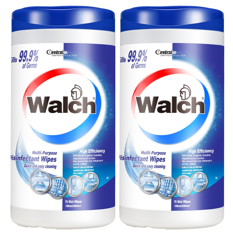 威露士 高效去污湿巾 抽取式厨房卫浴清洁用纸 75片装x2桶 高效去污 吸水去油 杀菌99.9%