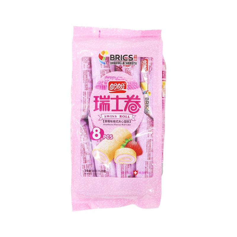 盼盼2包160g草莓味瑞士卷夹心蛋糕点心早餐软小面包零食整箱